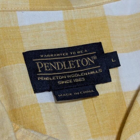 Pendleton Buffalo Plaid Gingham Button Down Shirt Yellow White Womens Large Top - Picture 4 of 5